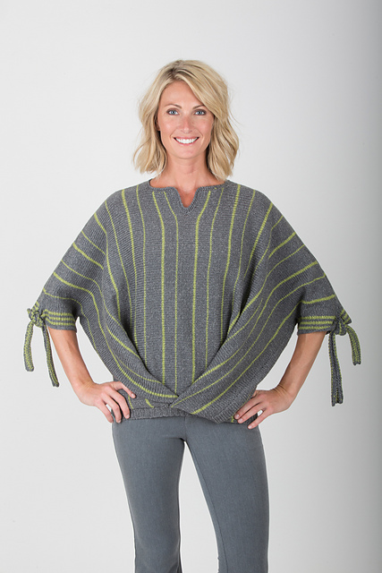 5502E Striped Pleated Pullover