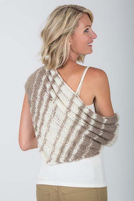 5501P Striped Ribbed Triangle Scarf