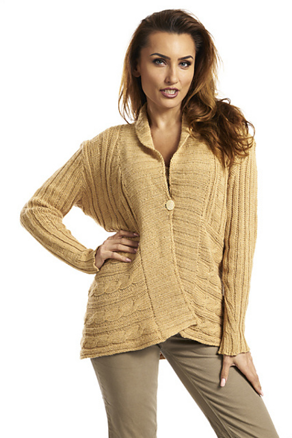 5600N Cabled Bordered Swing Cardigan