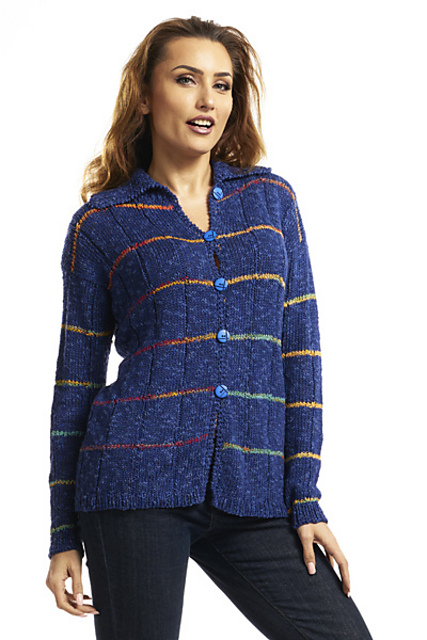 5600X Twisted Stripe Ribbed Cardigan