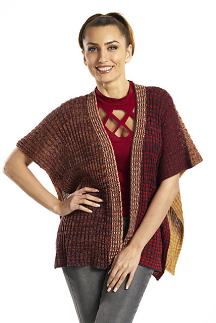 5601A Striped Wide Kimono Style Vest