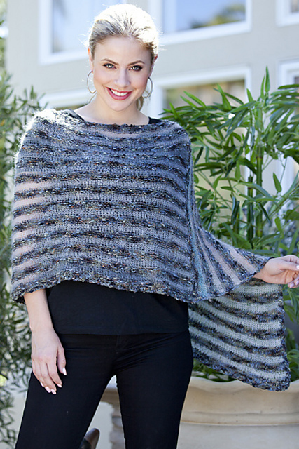 5102E Striped Poncho