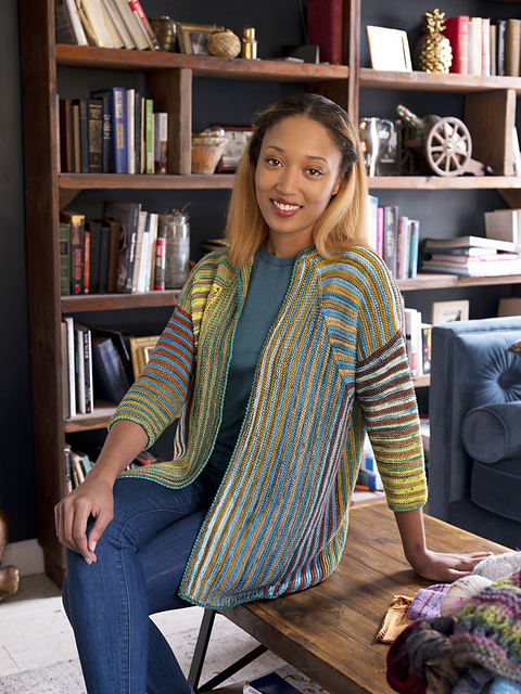 Ravelry: 6200D Streaker 2 Color Mitered Yoke Cardi pattern by Jan