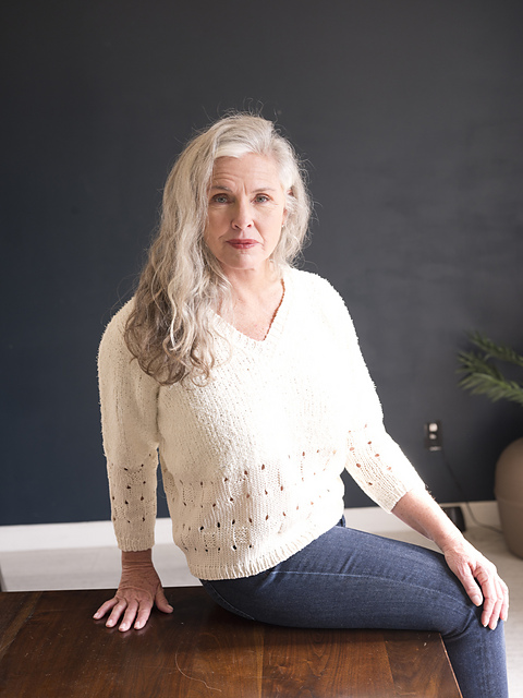 6200H Checkerboard Bordered V-Pullover