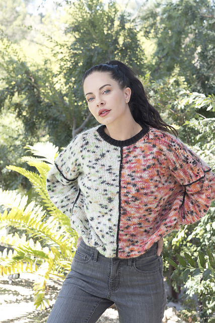 6300W About Berlin Brushy 2 Color Seamed Pullover