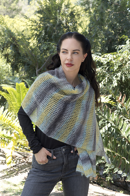 6301J Silkhair Haze Print Eyelet Wide Wrap