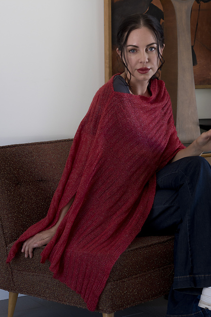 6301K Ribbed Stripe Open Edge Poncho/Wrap