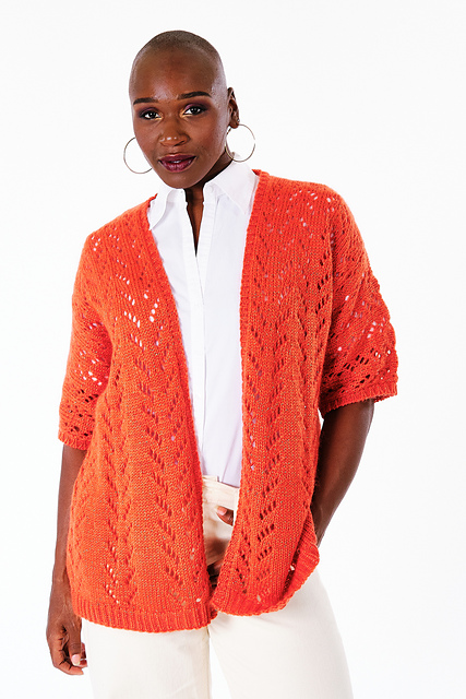 6100Q Eyelet ALine TShirt Style Swing Cardigan