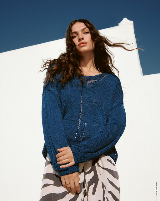 # 13 Pullover mit Fallmaschenstreifen
