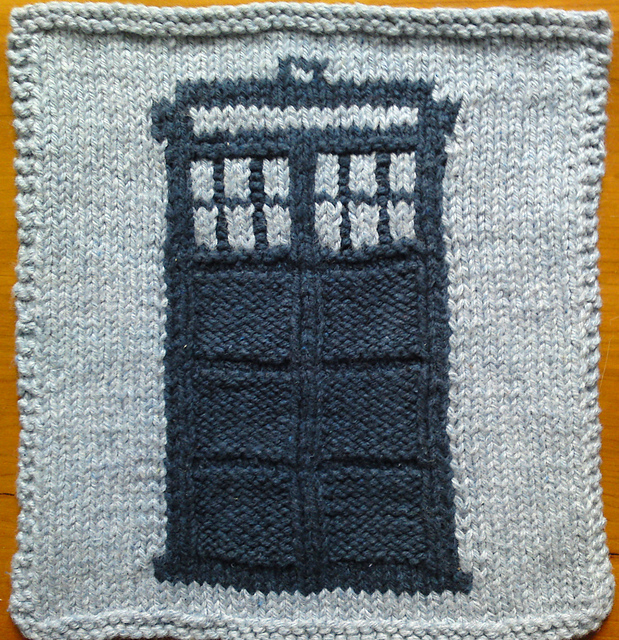 2-Color TARDIS Dishcloth