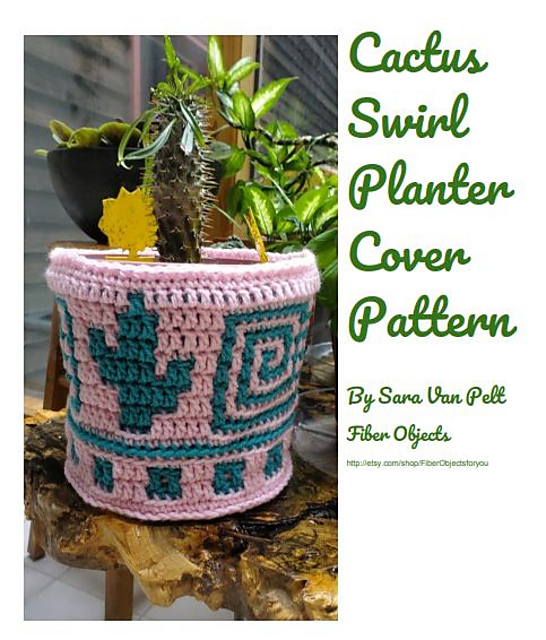 Ravelry: Cactus Swirl Planter Pot Cover pattern by Sara Van Pelt