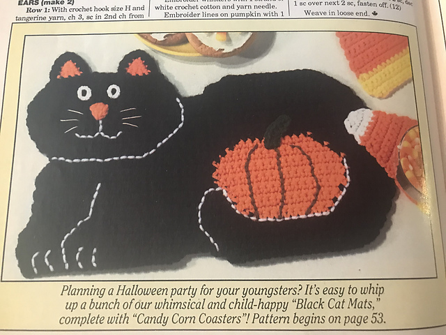 Black Cat Mat & Candy Corn Coasters