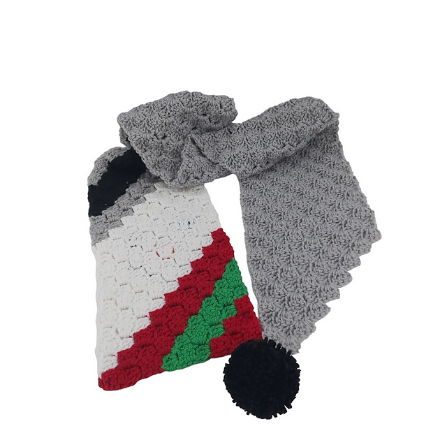 Gray Green Red Scarf C2C
