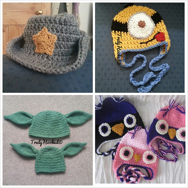 Owl, Minion, Yoda and Cowboy hats