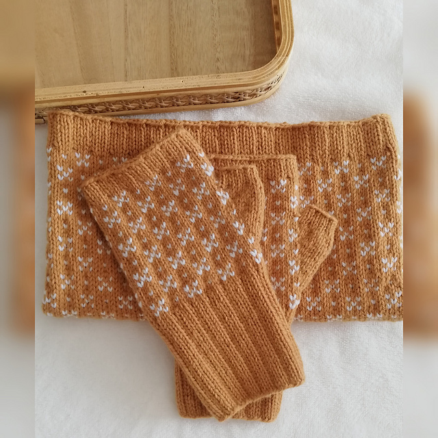 Mitaines et snood moutarde