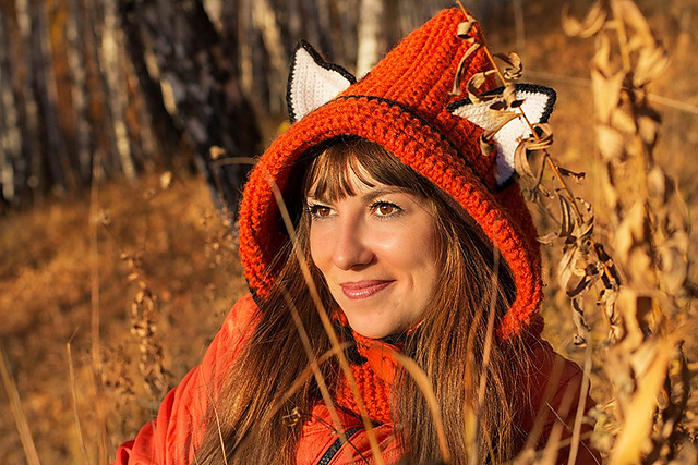 Hooded cowl scarf "Fox"