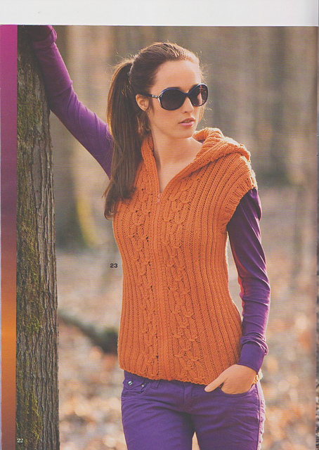 # 23 Hooded orange cardigan vest