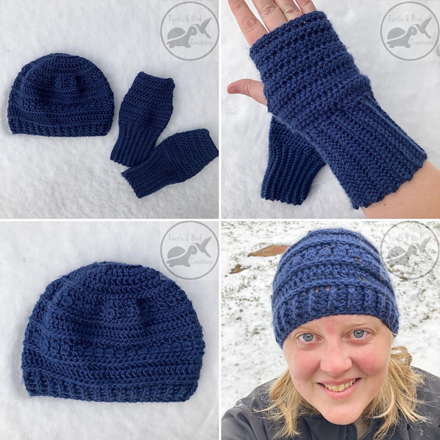One Skein Hat and Fingerless Gloves Set