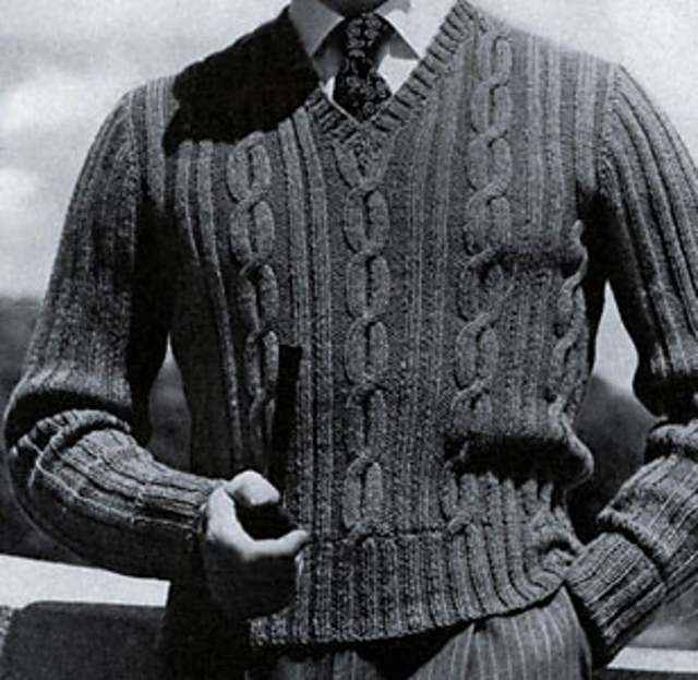Cable Stitch V-Neck Pullover #4033