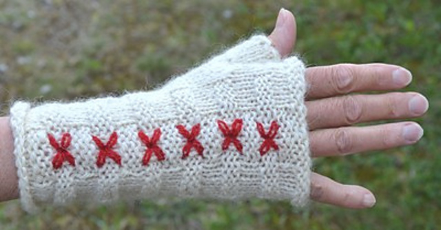 Half mitt in basket weave/Halvvante i korgmönster