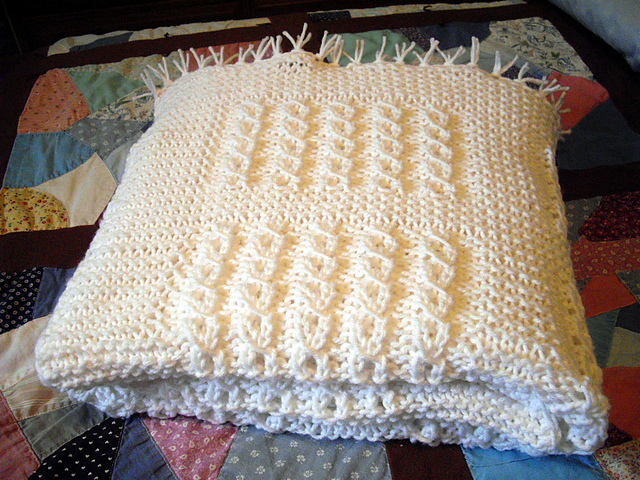 White Knitted Afghan