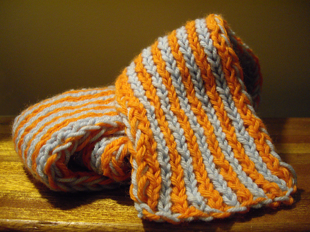 Doubleweave Striped Scarf wtih Chain Edging