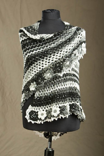 Flowers Edge Crocheted Shawl