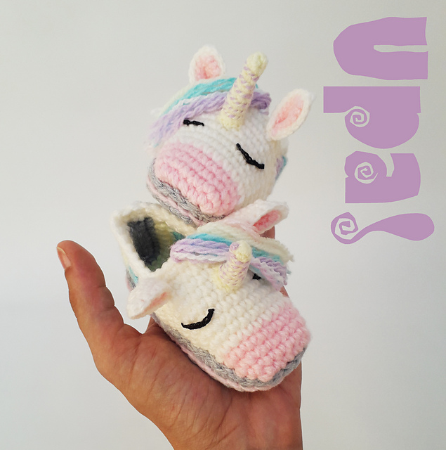 Ravelry: Unicorn Slippers Babies Toddler Sizes pattern by Upa