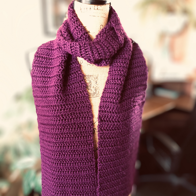 Mardi Gras Herringbone Crochet Scarf