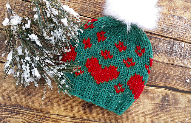 Super bulky red hearts hat