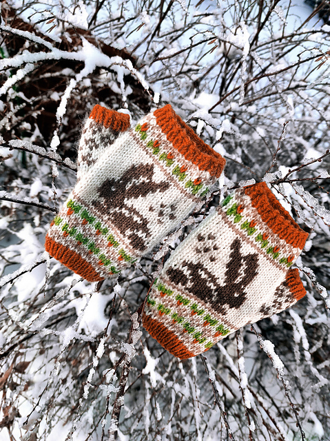 Rabbit fingerless mitts