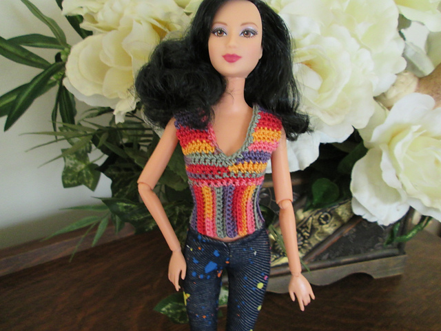 Ribbed V-Neck Top for Barbie