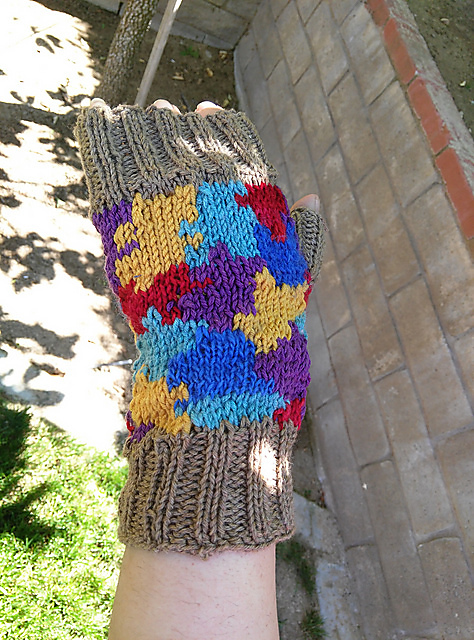 Puzzle Pieces Fingerless Mitts