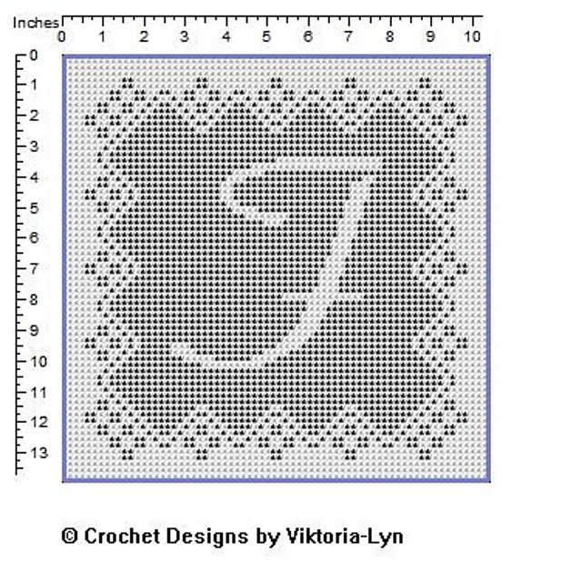 Filet crochet letter "F"