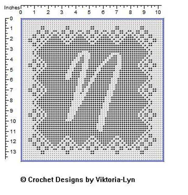 Filet crochet letter "N"