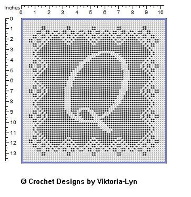Filet crochet letter "Q"
