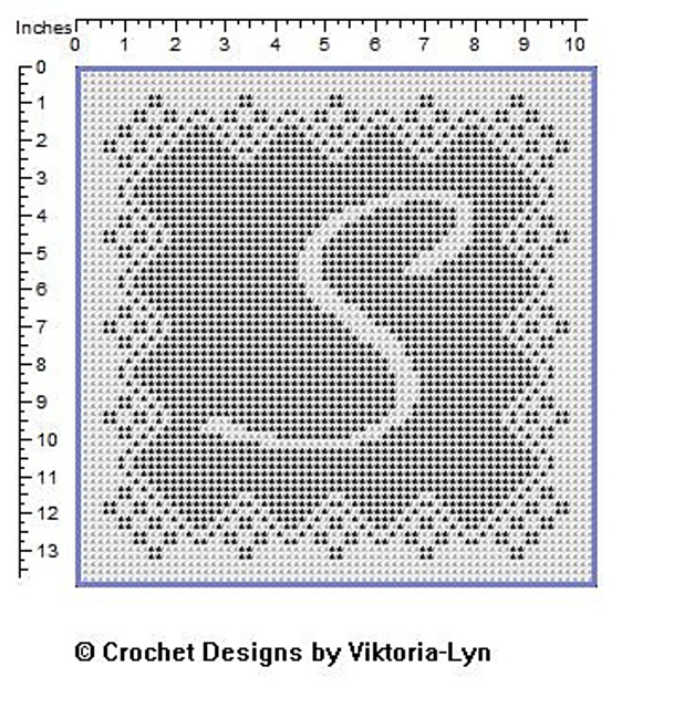Filet crochet letter "S"