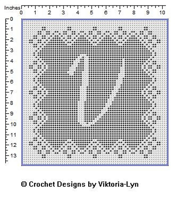 Filet crochet letter "V"