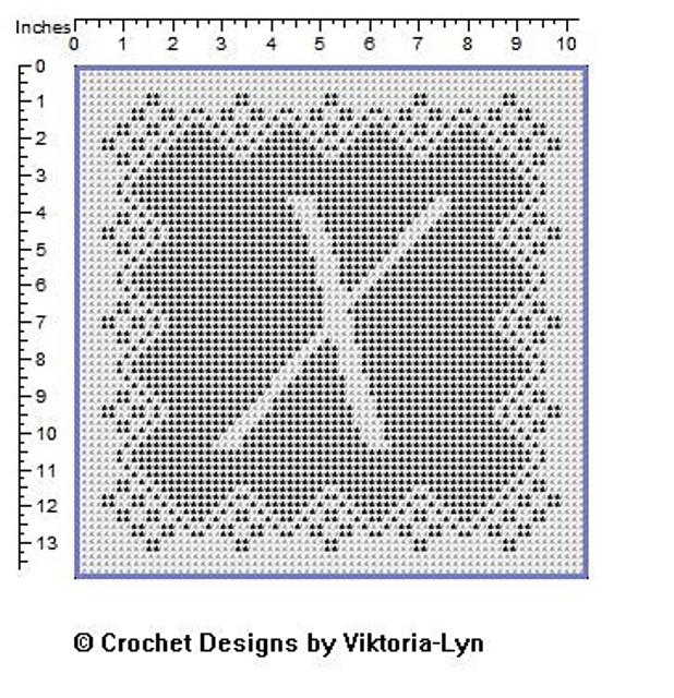 Filet crochet letter "X"