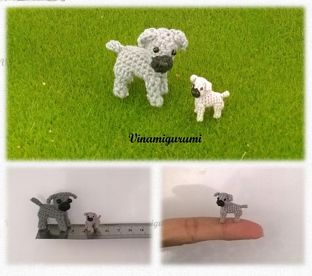 Tiny Grey Pug Dog Amigurumi