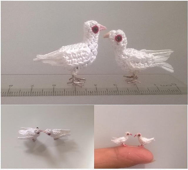 Mini white Dove amigurumi R127
