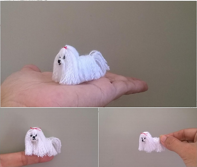 Mini long hair maltese Dog amigurumi # R133,