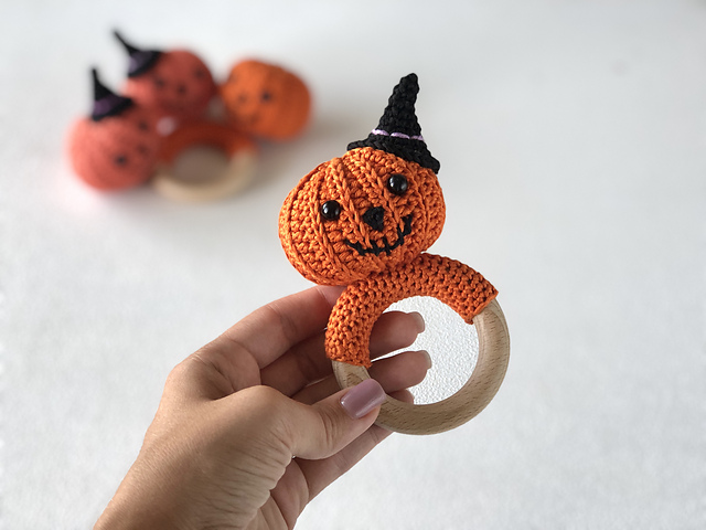 Pumpkin Napkins Holder/Rattle/Teether