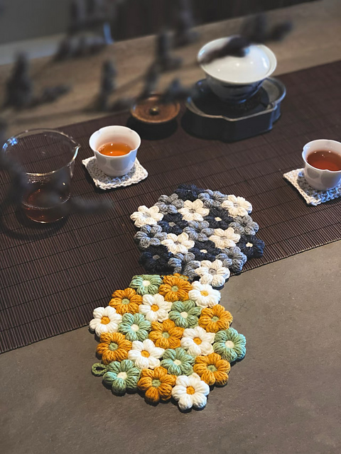 Puff Flower Coaster Crochet