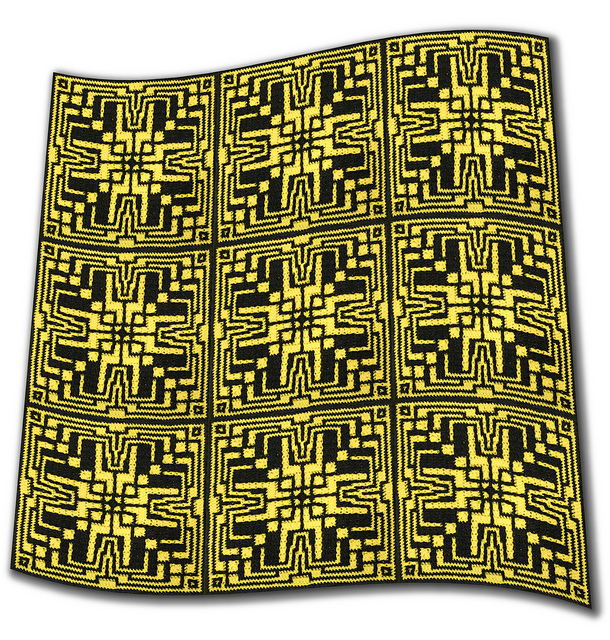Art Deco Tile 2, crochet mosaic square.