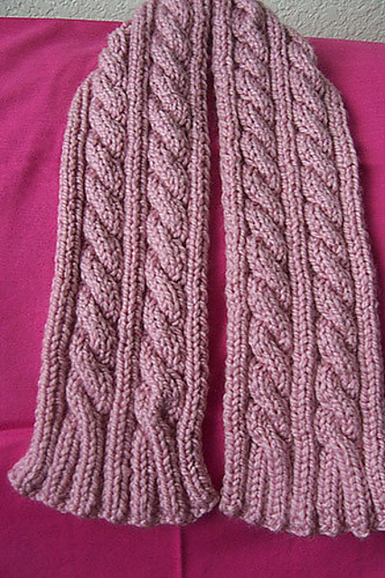 Rib and Cable Quartet: Double Cable Scarf
