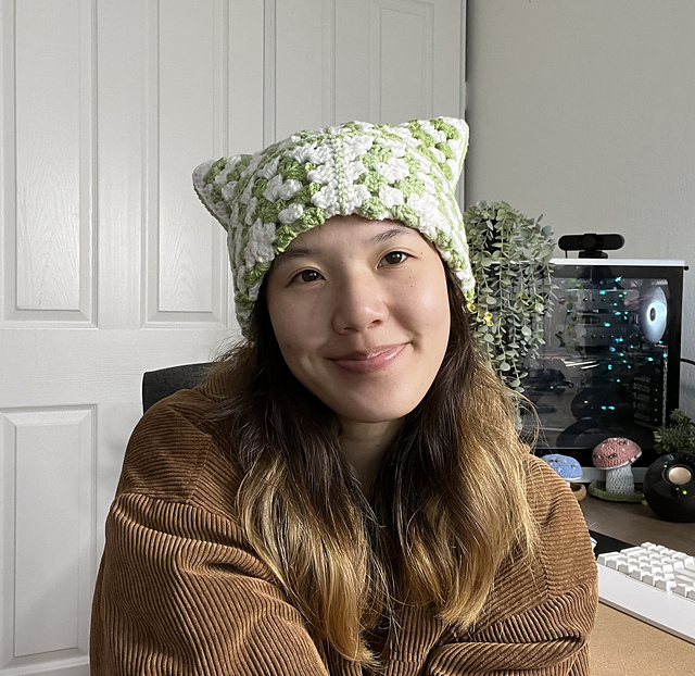 Granny Square Cat Ear Beanie