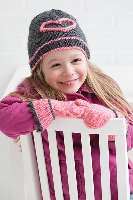 #28 Heart Hat and Mitten Set