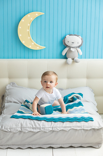 Blue Striped Blanket/ Block