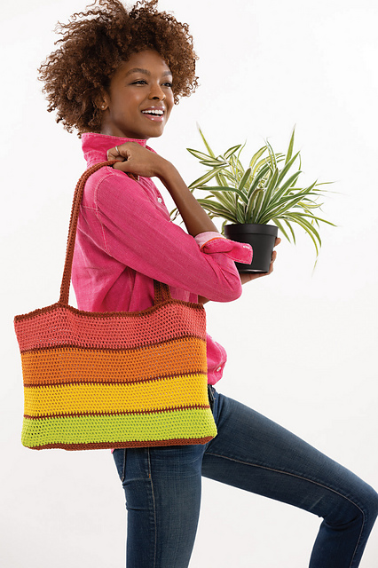 Striped Crochet Tote Bag